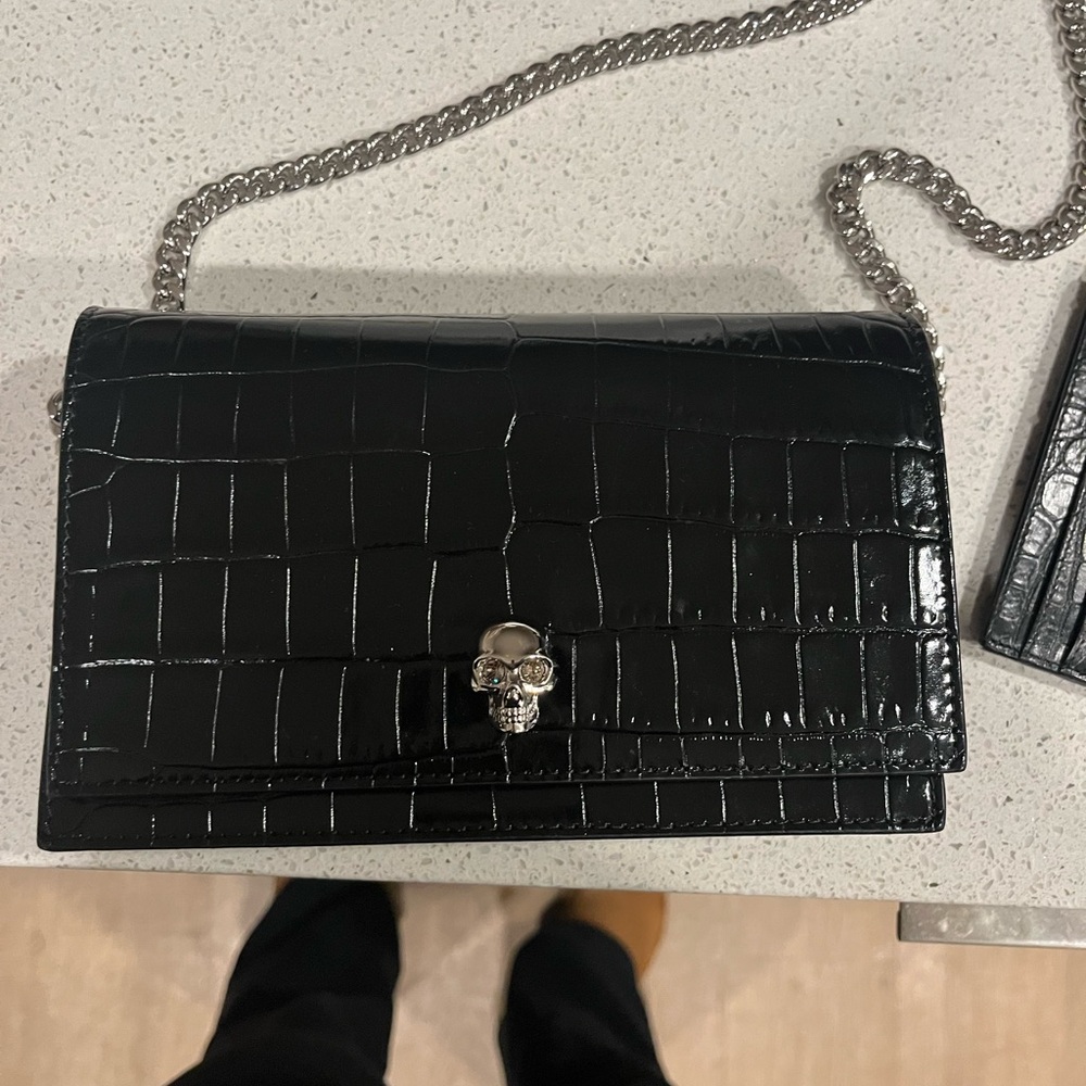Alexander McQueen black skull chain bag. Brand new.